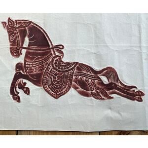 Vintage Thai Stone Rubbing on rice paper. Brownish red. Horse. Decor. 18x13"